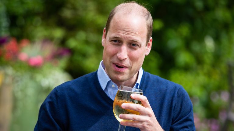 EMBARGOED TO 2230 BST FRIDAY JULY 3 The Duke of Cambridge takes a sip of an Aspalls cider at The Rose and Crown pub in Snettisham, Norfolk.