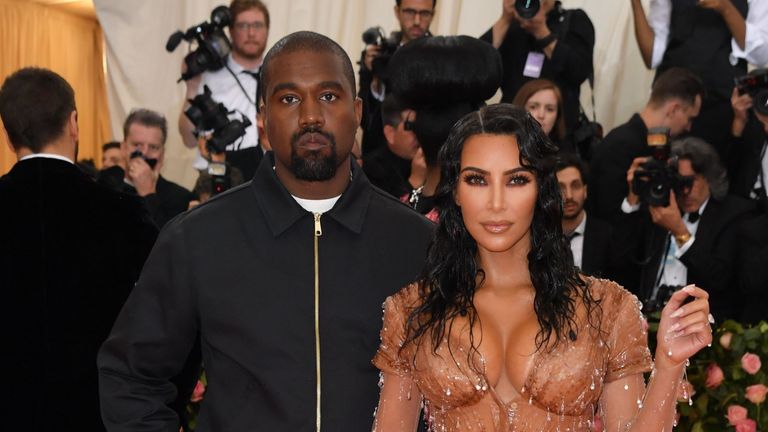 Kim Kardashian and Kanye West arrive for the 2019 Met Gala at the Metropolitan Museum of Art on May 6, 2019, in New York. - The Gala raises money for the Metropolitan Museum of Arts Costume Institute. The Gala's 2019 theme is Camp: Notes on Fashion" inspired by Susan Sontag's 1964 essay "Notes on Camp". (Photo by ANGELA WEISS / AFP)        (Photo credit should read ANGELA WEISS/AFP via Getty Images)