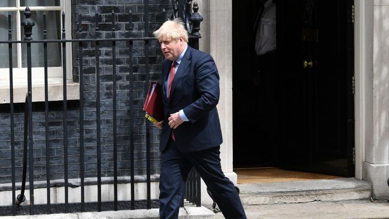 Prime Minister Boris Johnson departs 10 Downing Street, in Westminster, London, to attend Prime Minister's Questions at the Houses of Parliament.