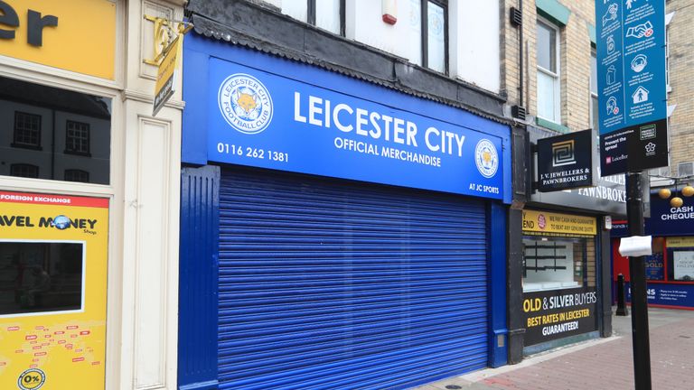 The closed Leicester City club shop, as the city remains in local lockdown, despite coronavirus lockdown restrictions being eased across the rest of England.