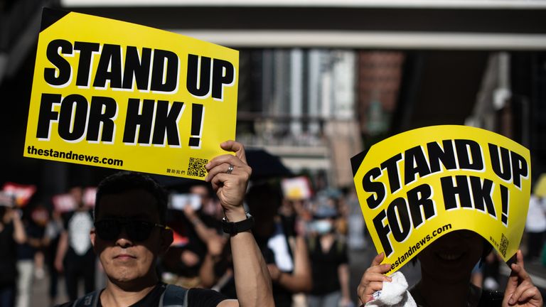 Protesters attend the annual pro-democracy rally in Hong Kong on July 1, 2019 on the 22nd anniversary of the city's handover from Britain to China. - The international financial hub has been shaken by historic demonstrations in the past three weeks, driven by demands for the withdrawal of a bill that would allow extraditions to the Chinese mainland. (Photo by Philip FONG / AFP)        (Photo credit should read PHILIP FONG/AFP via Getty Images)