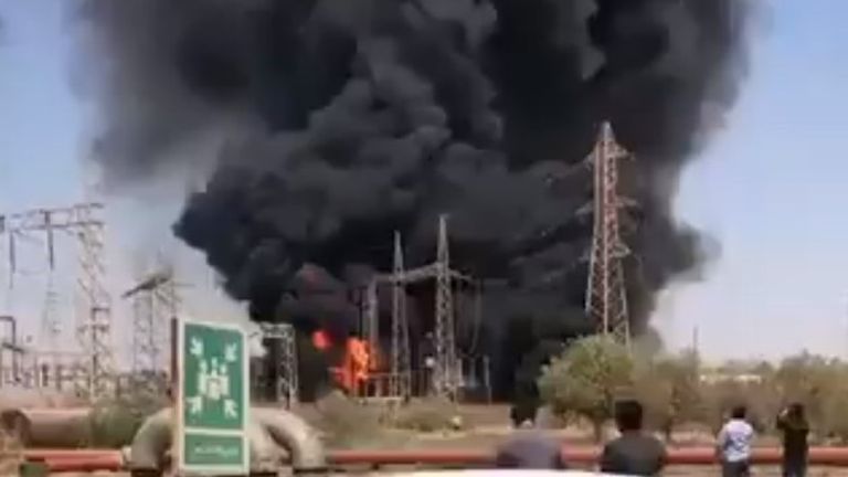 Ahvaz, Iran - fire knocked out a power station transformer 