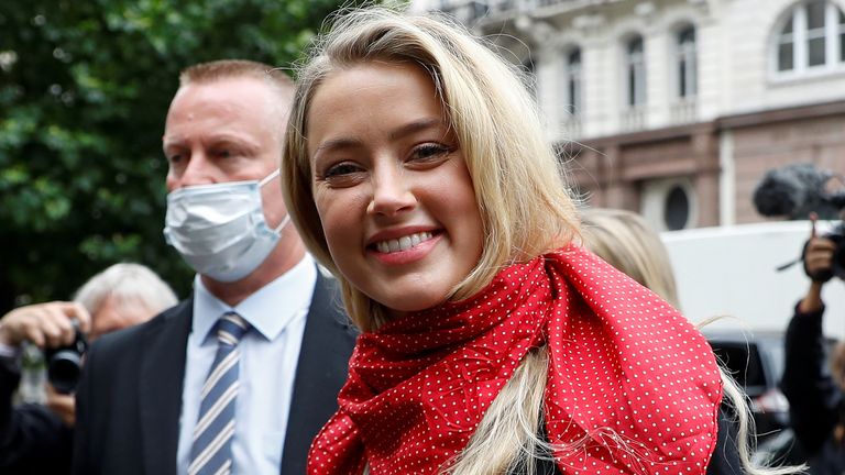 Actor Amber Heard arrives at the High Court in London, Britain July 8, 2020. REUTERS/Peter Nicholls