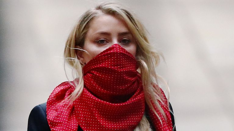 Actor Amber Heard arrives at the High Court in London, Britain, July 9, 2020. REUTERS/Hannah McKay