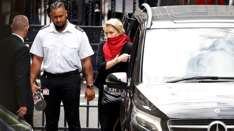 Amber Heard arrives at the High Court on Monday July 13
