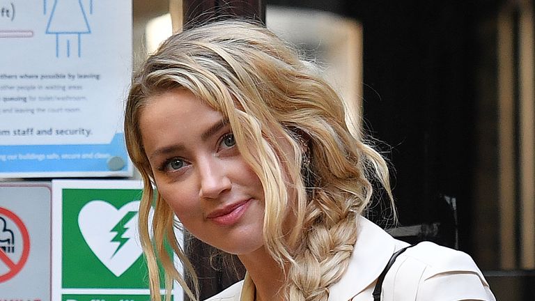 Star witness Amber Heard arrives at the High Court, where she is due to give evidence today