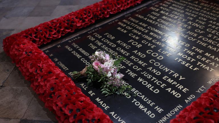 Beatrice's bouquet was placed on the Tomb of the Unknown Warrior in Westminster Abbey, as is tradition for royal brides