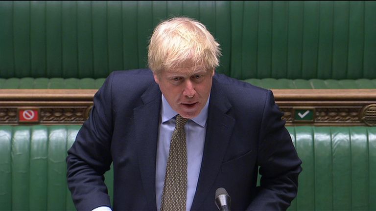 Prime Minister Boris Johnson takes questions at PMQs