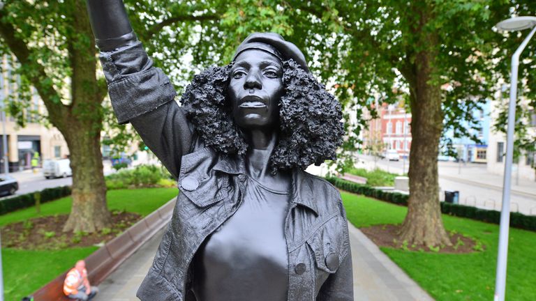 A Surge of Power (Jen Reid) 2020, by prominent British sculptor Marc Quinn, which has been installed in Bristol on the site of the fallen statue of the slave trader Edward Colston.