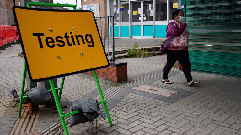 A coronavirus testing centre in Leicester