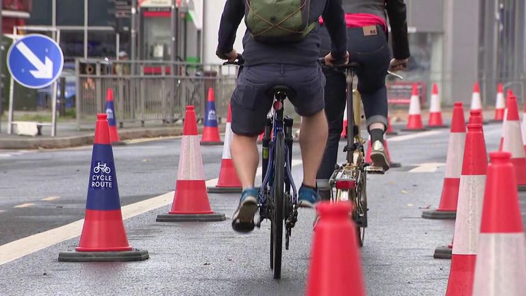 cyclists pop up cycle lanes