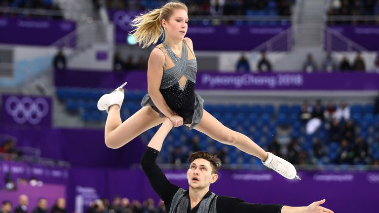 Ekaterina Alexandrovskaya and Harley Windsor of Australia compete during the Pair Skating Short Program on day five of the PyeongChang 2018 Winter Olympics 