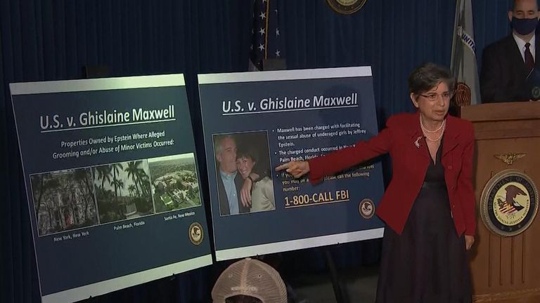 Federal prosecutors hold a news conference to announce charges against Ghislaine Maxwell “for her role in the sexual exploitation and abuse of multiple minor girls by Jeffrey Epstein