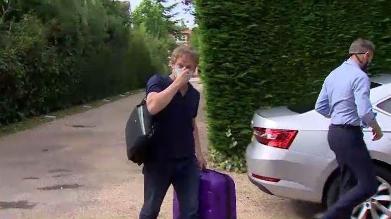 Transport Secretary Grant Shapps arrives back in the UK after flying home from Spain