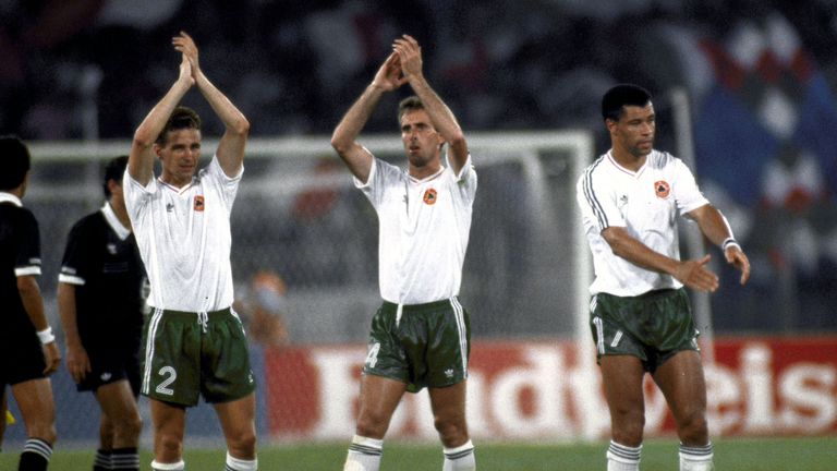 Members of Ireland's team at the 1990 World Cup quarter-final