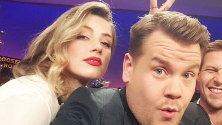 Picture shown in court of Amber Heard&#39;s appearance on James Corden&#39;s The Late Late Show