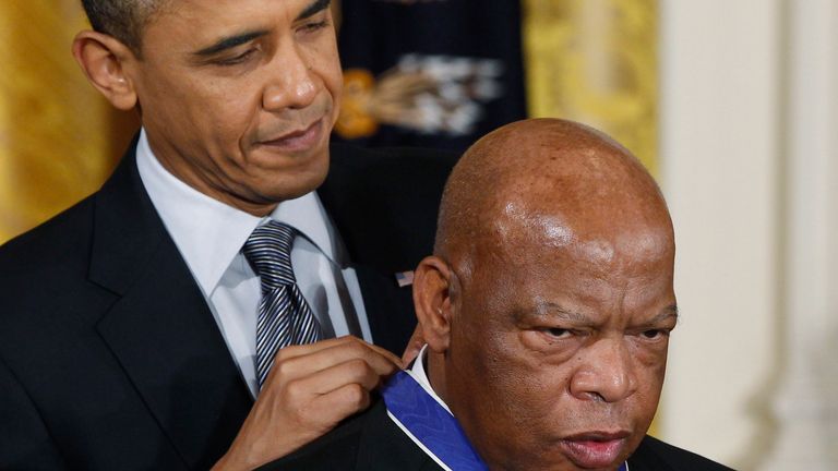 Mr Lewis was awarded the Presidential Medal of Freedom by President Barack Obama in 2011