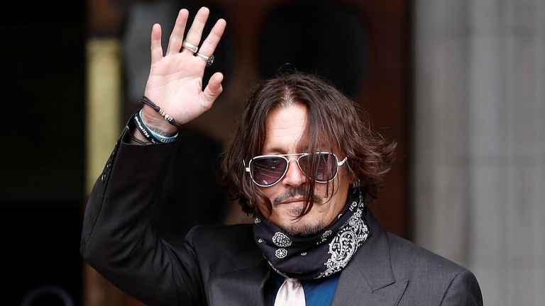 Johnny Depp pictured outside The High Court on day two of his libel action against The Sun