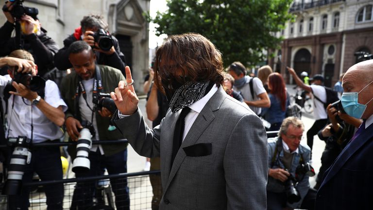 Johnny Depp arrives at the High Court on 13 July