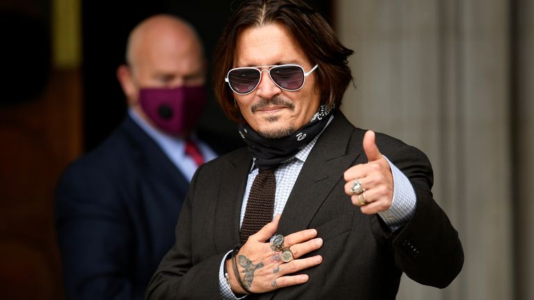 Johnny Depp arrives at the High Court on day seven of his libel action against the publishers of The Sun