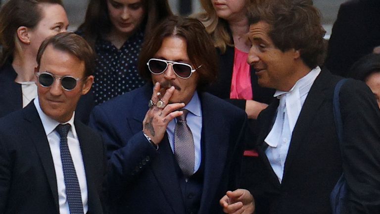 Johnny Depp and his team leave the High Court on 17 July
