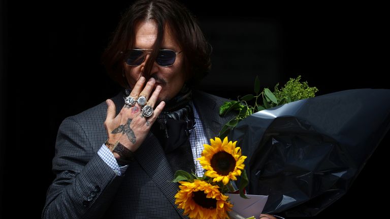 Johnny Depp arriving at the High Court on 23 July