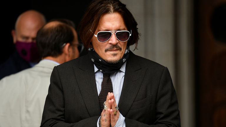 Johnny Depp arrives at the High Court on day seven of his action against the publishers of The Sun