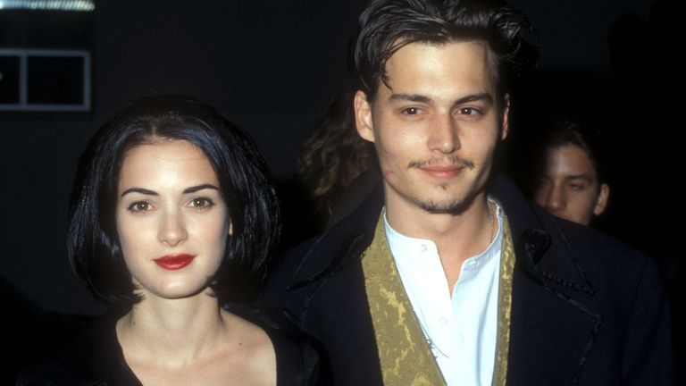 Winona Ryder & Johnny Depp at the Edward Scissorhands premiere in 1990