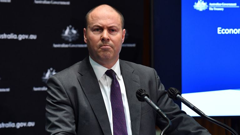 Treasurer Josh Frydenberg during a press conference in the Main Committee Room at Parliament House on July 23, 2020