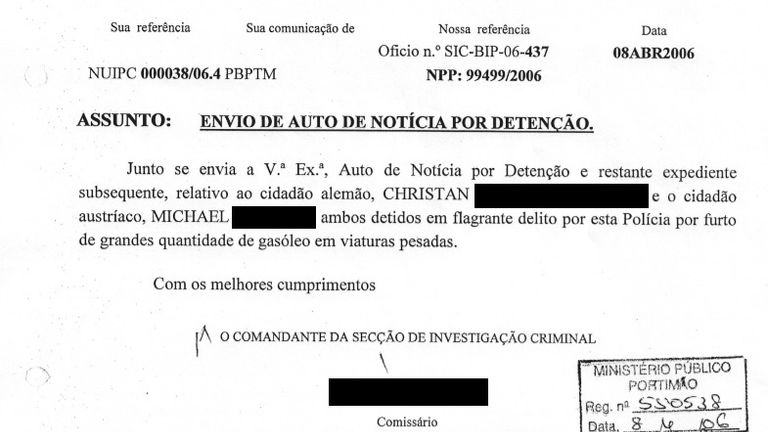 Redacted document regarding Christian B, the main suspect over the disappearance of Madeleine McCann