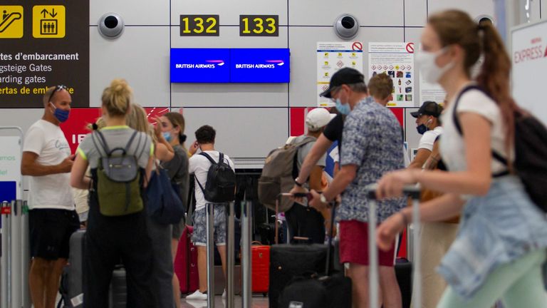 British tourists in Majorca wait for a flight back to London