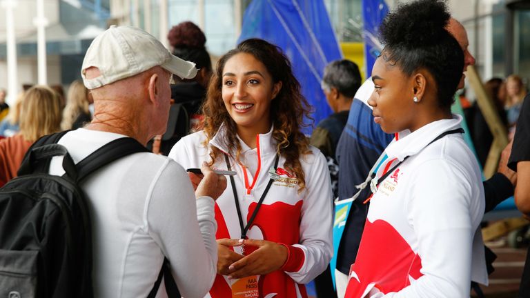 Cesar, centre, is seen at the three-year countdown to the 2022 Commonwealth Games in Birmingham 