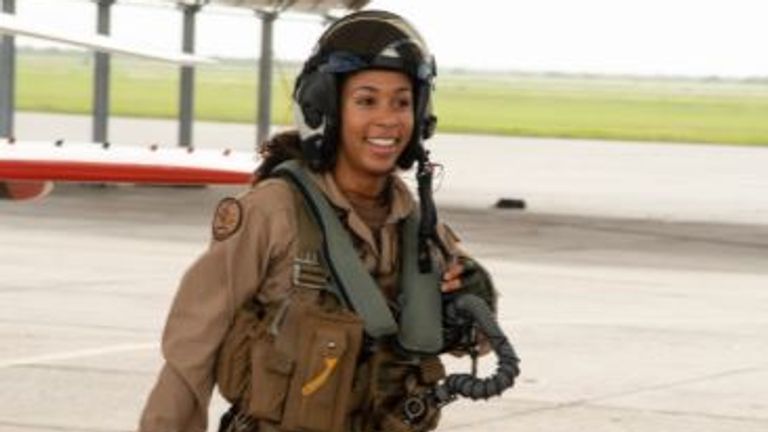 The US Navy has welcomed its first Black female Tactical Aircraft pilot - Lt. j.g. Madeline Swegle. Pic: US Navy