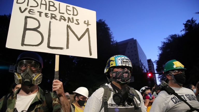 Veterans were among the protesters in Portland