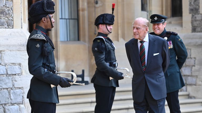 The Duke of Edinburgh appeared in high spirits as he made a rare public appearance