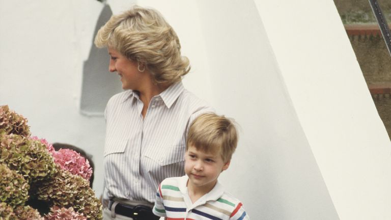 Prince William seen at a similar age with his mother Princess Diana