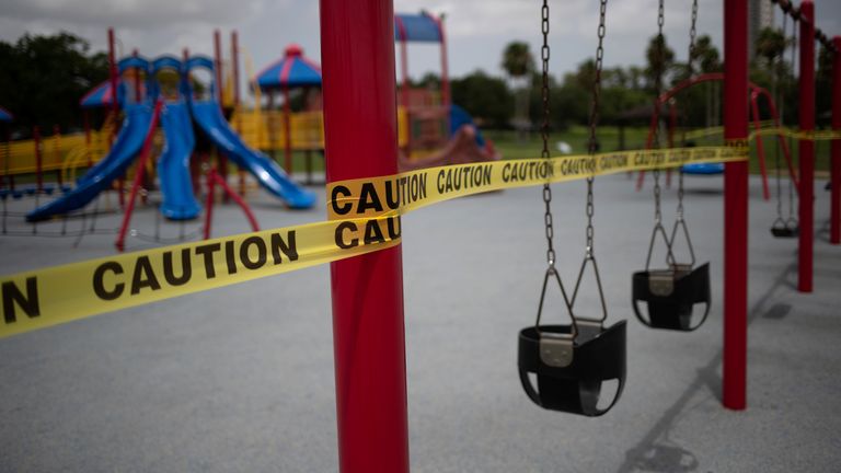 A cordoned off playground in Seabrook, Texas. File pic