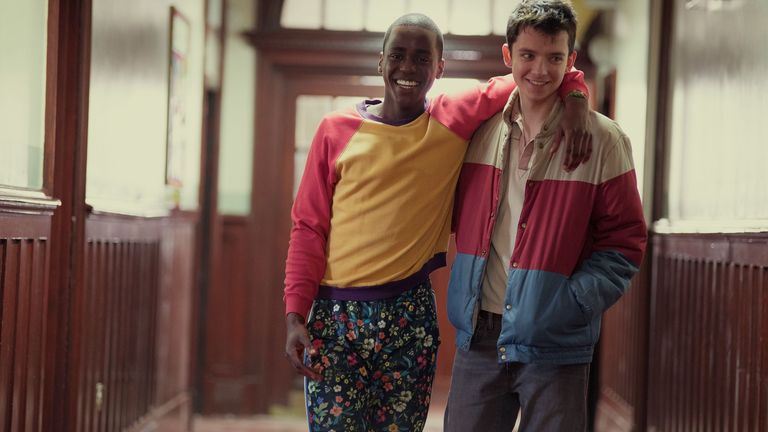 Ncuti Gatwa and Asa Butterfield in Sex Education. Pic: Sam Taylor/ Netflix