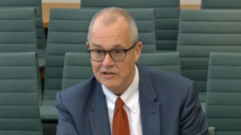 Sir Patrick Vallance, the government&#39;s chief scientific adviser, giving evidence to the committee
