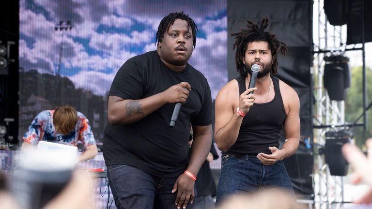 Stepa J Groggs and Ritchie With a T of Injury Reserve performs on stage at Discover Hidden 2020 on March 1, 2020 in Perth, Australia