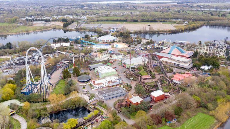 The theme park is pictured completely empty in April on the first day of the Easter holidays