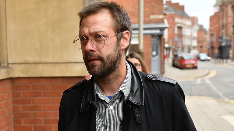 Ex-Kasabian singer, Tom Meighan, arrives at Leciester Magistrates' Court where he is appearing on a domestic assault charge.