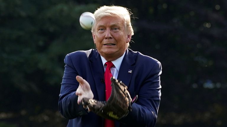 President Trump plays catch with pitching legend Mariano Rivera on baseball&#39;s delayed Opening Day