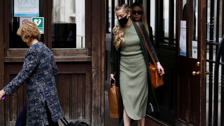 Whitney Heard, sister of actor Amber Heard, arrives at the High Court in London