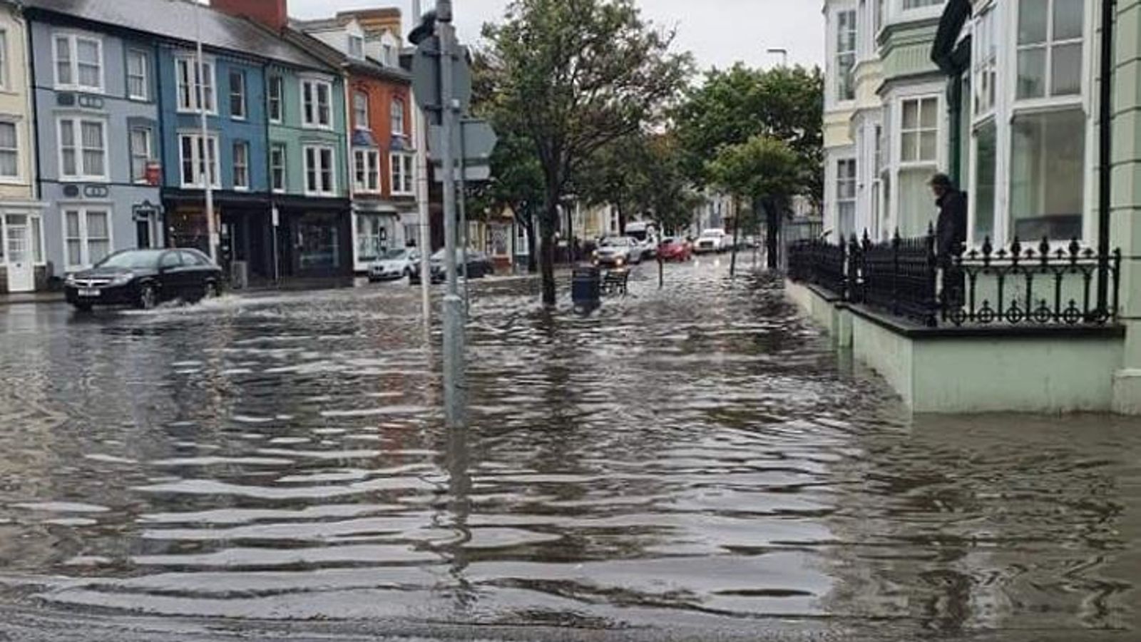 Flash flooding leaves Welsh town under water as warnings issued for UK