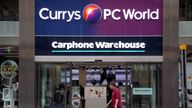 A branch of Currys PC World, with a Carphone Warehouse inside, on Oxford Street, central London.