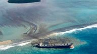 Mauritius facing environmental crisis as shipwreck leaks oil. Pic: Twitter / @PKJugnauth