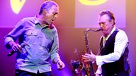 Duncan Campbell and Brian Travers of UB40 perform live on stage at O2 Apollo Manchester on December 17, 2017 in Manchester, England