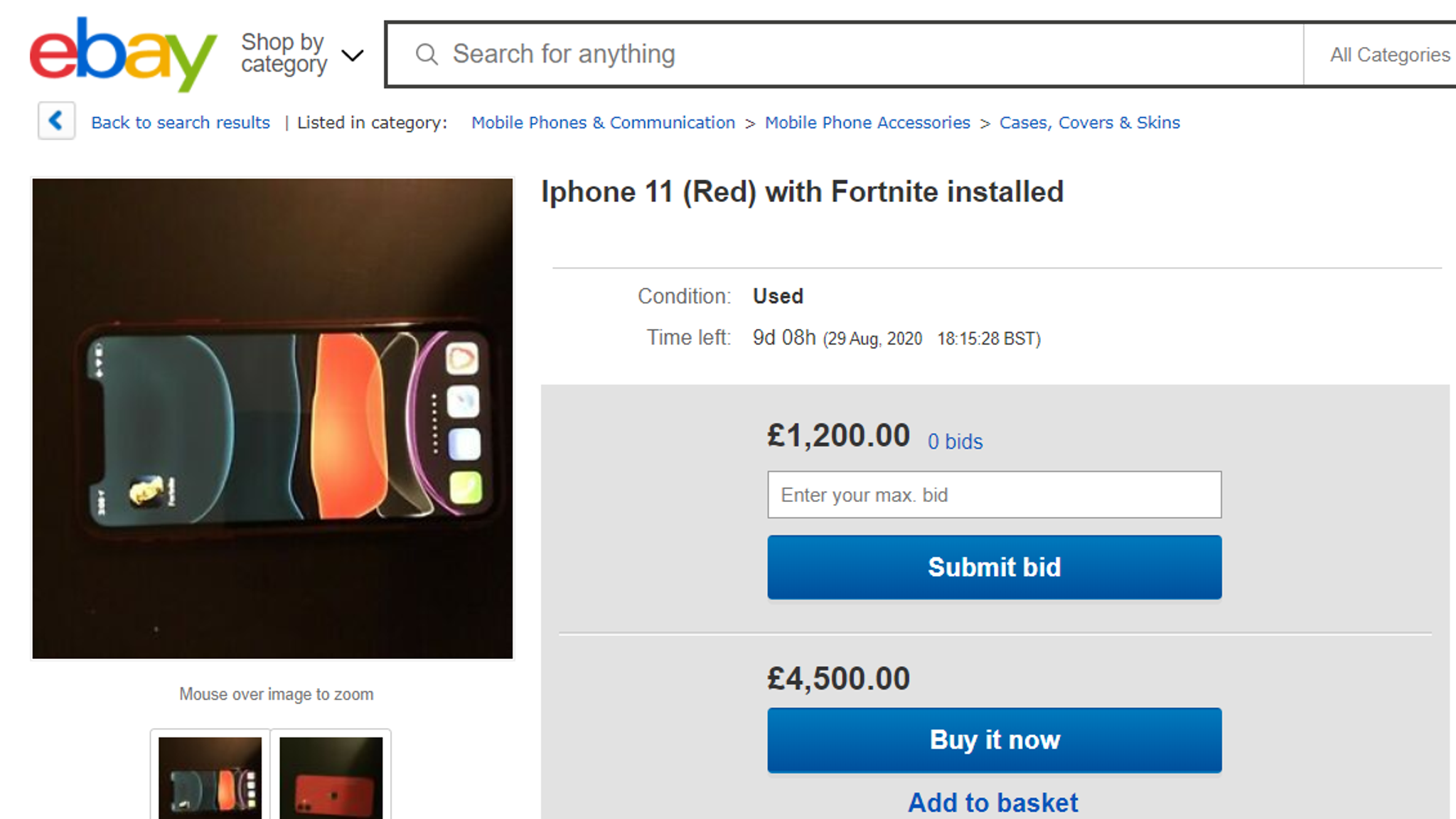 Ebay Sellers Attempt To Flog Iphones With Fortnite Installed For Thousands Science Tech News Sky News