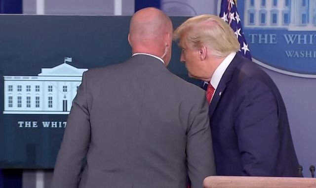 Trump escorted from news briefing by Secret Service after shooting outside White House